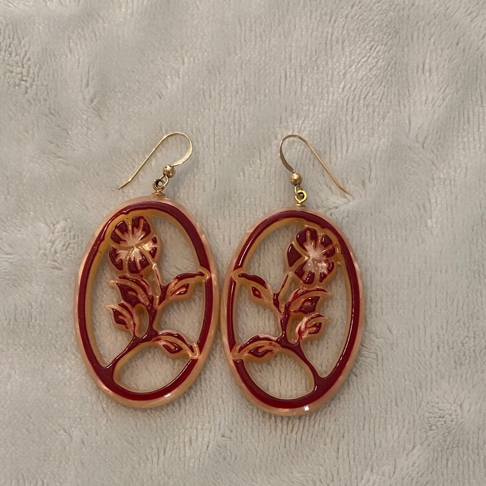 Chic Floral Red Earrings